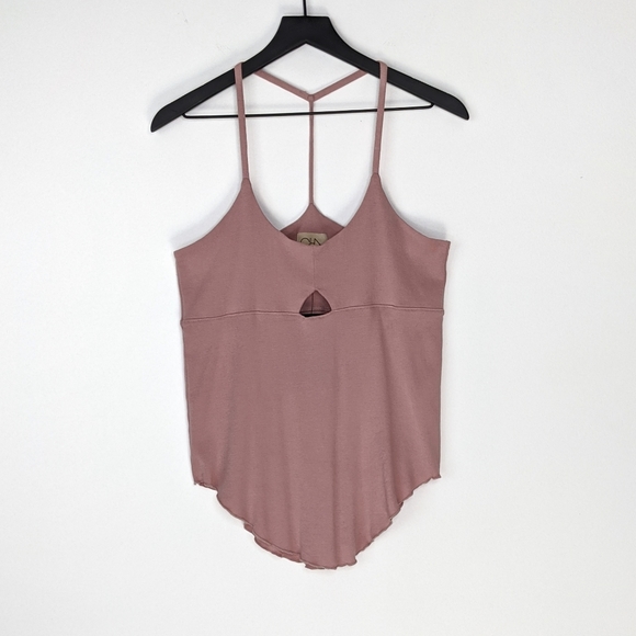 Chaser Tops - Chaser Mauve Baby Rib Spaghetti Vented Shirttail